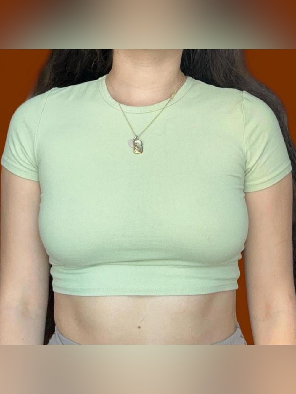 Forever 21 Mint Green Fitted Crop Tee